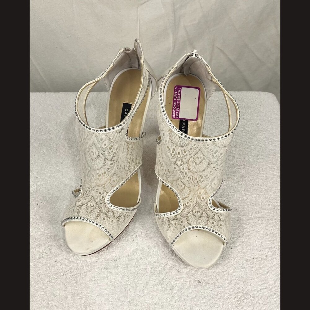 Caparros women's open toe white heels size 9.5